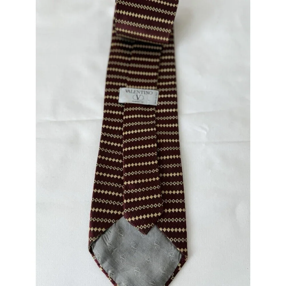 Valentino Cravatte Geometric Print Made in Italy Silk Vintage Tie Money Designer